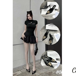 Fullbox QC sịn sò - Hàng sẵn- Giầy/dép/sục giầy cao gót cho nữ BB mầu đen sang chảnh hàng QC fullbox