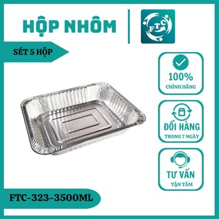 Khay nhôm FTC khay đựng hải sản set 5 khay 3500ml dùng 1 lần có nắp hàng chính hãng MS323