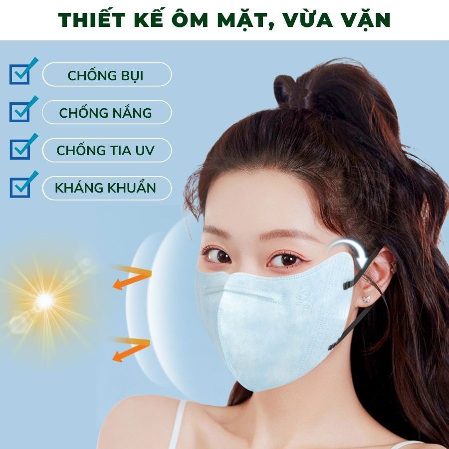 (6A - CHỐNG NẮNG) Khẩu trang 6A Cường Thịnh kiểu dáng thời trang, 4 lớp kháng khuẩn, chống nắng, chố