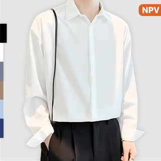 Áo sơ mi nam dài tay NPV cổ bẻ,áo sơ mi trắng hàn quốc vải lụa nến không nhăn không xù
