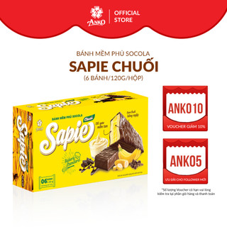 Bánh phủ socola sapie chuối 120g anko việt nam mềm tan bông ngậy vị socola chuối