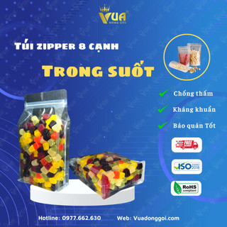 Bán Lẻ Túi Zip 8 Cạnh Trong Suốt Có Cửa Sổ 18x28, Túi Zip Giấy Đựng Thực Phẩm, Đầy Đủ Kích Thước
