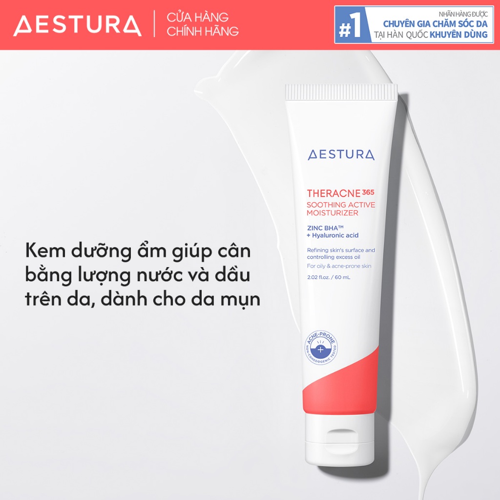 Kem dưỡng ẩm BHA dành cho da dầu mụn AESTURA THERACNE365 Soothing Active Moisturizer 60ml | BigBuy360 - bigbuy360.vn