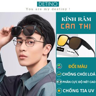 Kính râm cận nam nữ chống tia UV đổi màu đen thời trang vuông cao cấp cho người cận thị, mắt kính mát DETINO K22