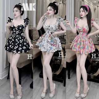 ĐẦM HAI DÂY CÁNH TIÊN CÚP NGỰC TÙNG XOÈ NGẮN HOA NHÍ