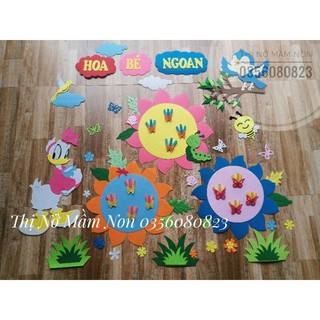 Hoa bé ngoan, bảng bé ngoan dạ nỉ đồ dùng trang trí mầm non