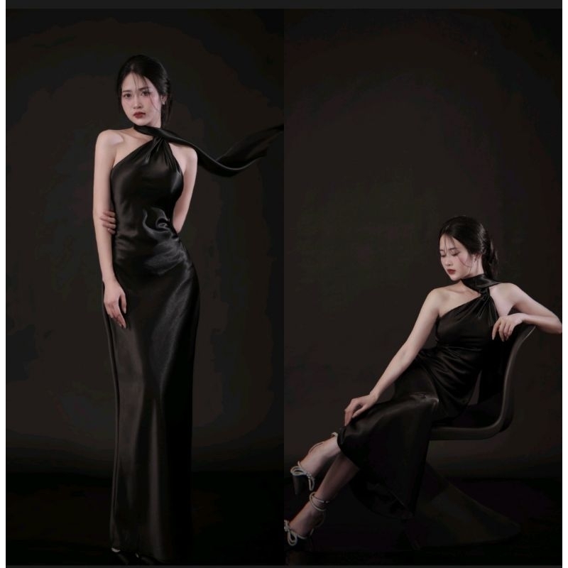 Đầm Lụa Cổ Yếm Hở Lưng Dáng Dài Sang Chảnh Selena Dress Sẵn Mút - Váy Lụa Thiết Kế Cao Cấpsp kĩ | BigBuy360 - bigbuy360.vn