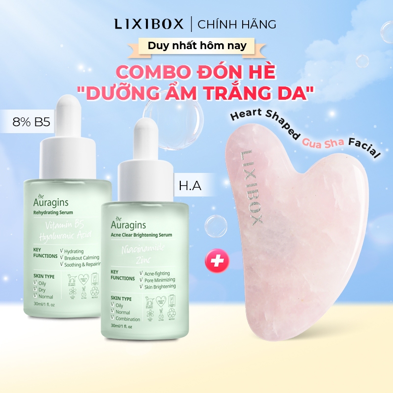 Combo Tinh chất cấp ẩm The Auragins Vitamin B5 và Serum Niacinamide