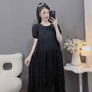 Váy Suông Đầm Bầu Thiết Kế Tơ Nhăn Hai Lớp Sang Chảnh Tiểu Thư Mềm Mại V205