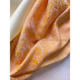 [VẢI ÁO DÀI] GẤM LỤA HOA CÚC ĐẸP KHỔ 1M55