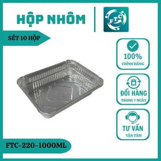 Khay nhôm Ftc set 10 chiếc 1000ml đựng thức ăn cao cấp MS220