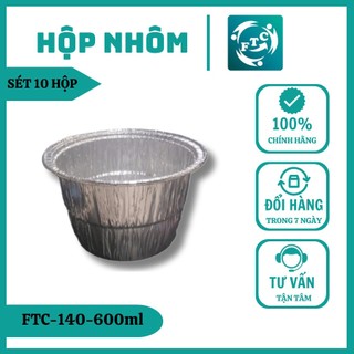Khay nhôm Ftc set 10  bát nhôm 600ml có nắp hàng đẹp chất lượng MS140