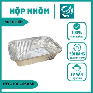 Khay nhôm FTC set 10 hộp nhôm 650ml chính hãng dùng 1 lần MS190