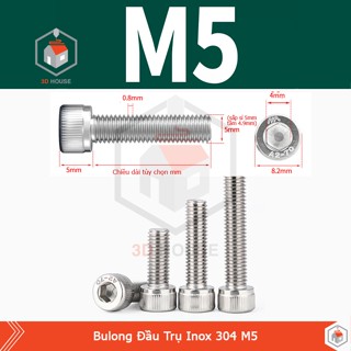 Ốc - Bulong Lục Giác Inox 304 M5 (5mm) - Dùng lục lăng 4 (10con)