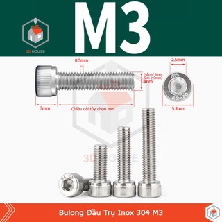 Ốc - bulong lục giác inox 304 m3 - dùng lục lăng 2.5