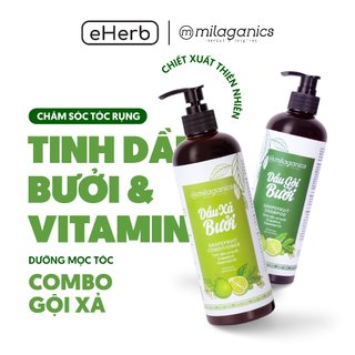 Combo dầu gội & xả milaganics - tinh dầu bưởi, ngừa rụng, kích mọc tóc - 500ml
