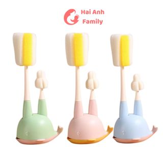  Cọ rửa bình sữa mút xốp 2 chi tiết cho bé có đế phơi hình cá heo 