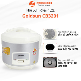 Nồi cơm điện mini goldsun 1.2l cb3201 lòng nồi chống dính cho gia đình 2 người bảo hành chính hãng