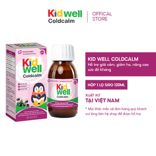 Siro giảm ho cho bé Kid Well ColdCalm hộp 1 lọ 120ml tăng cường sức đề kháng, hỗ trợ giảm hắt hơi sổ mũi nghẹt mũi