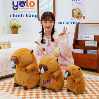 Gấu bông capybara chẩy nước mũi(CHÍNH HÃNG). thú nhồi bông capybara kéo được nước mũi