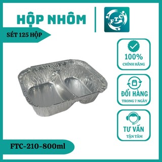 Set 125 khay nhôm FTC khay đựng thực phẩm 800ml có nắp đậy MS2101