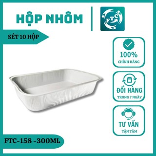 Khay nhôm 300ml set 10  khay giấy bạc có nắp tiện dụng chất lượng cao MS158