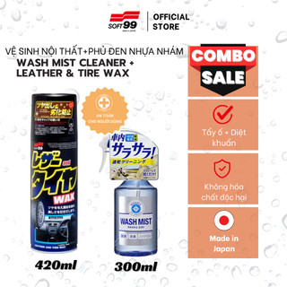 Chai xịt vệ sinh soft99 wash mist l-82 & bảo dưỡng nội thất leather & tire wax l-29