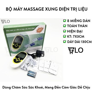 Bộ Máy Massage Xung Điện Trị Liệu 8 Miếng Dán Dùng Pin Tiểu AAA Hoặc Adapter