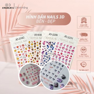 Miếng dán móng tay 3D thương hiệu hình mèo chuột gấu và dâu hồng sticker nail trái tim ANGELICA JO- 