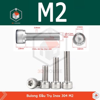 Ốc - bulong lục giác inox 304 m2 - dùng lục lăng 1.5