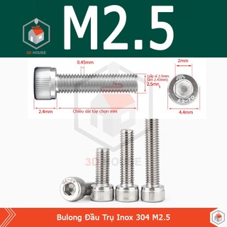 Ốc - bulong lục giác inox 304 m2.5 - dùng lục lăng 2
