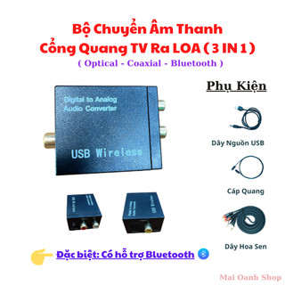 [Có Bluetooth] Bộ Chuyển Đổi Quang Optical Từ Tivi Sang Loa Vi Tính, Amply (Tặng Kèm Cáp Quang)