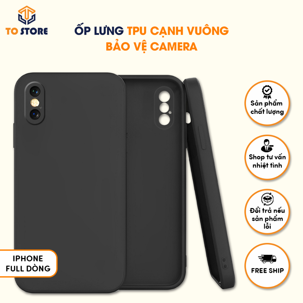 Ốp lưng IPHONE 6/7/7PLUS/8/X/XS MAX/11/11 PRO/12 PRO MAX/13 PRO MAX/14 PRO MAX/15 PRO TPU CẠNH VUÔNG BẢO VỆ CAMERA
