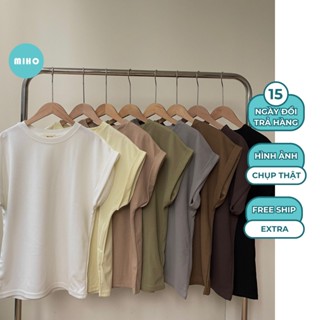 Áo Thun Tổ Ong Kiểu Tay Hến, Áo Phông Cộc Tay Cổ Tròn Form Vừa, Áo Kiểu Basic Trơn Chất Vải Co Dãn Thoáng Mát Miho House