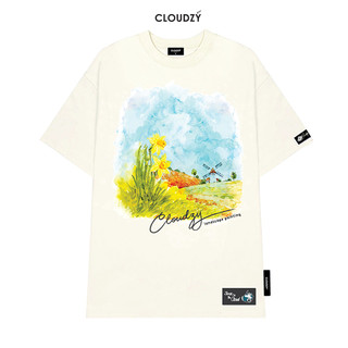 Áo phông local brand nam nữ unisex tay lỡ thun form rộng teen cổ tròn oversize cotton màu đen trắng CLOUDZY LANDSCAPE
