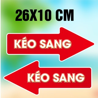 Decal mũi tên kèm chữ kéo sang dán cửa kính, sticker dán cửa kéo, cửa ngang, mũi tên dán kính