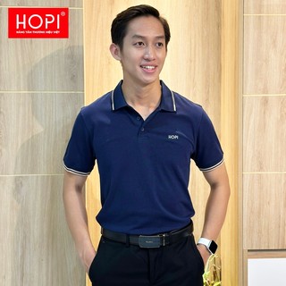 Áo Polo nam, chất liệu từ 80% cotton + 20% ISCRA (co giãn 4 chiều), màu xanh đen - Hopi Fashion