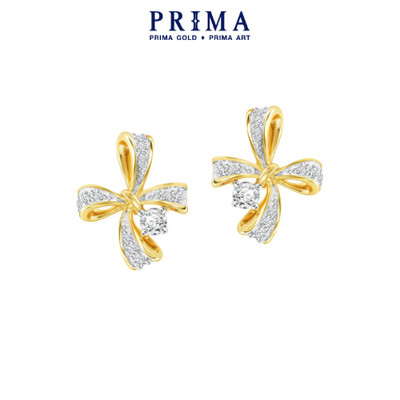 PRIMA Bông Tai  18K - Đính Kim Cương - BST ROYAL RIBBON - Nơ đính Kim Cương -105E1635
