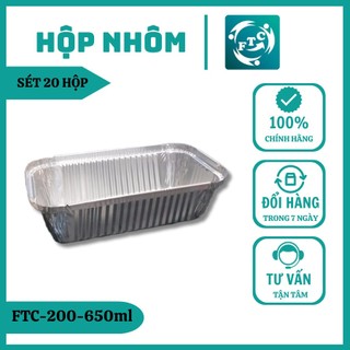 Khay nhôm Ftc set 20 khay giấy bạc 650ml 2 loai nắp hàng chính hãng MS200