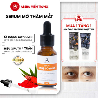 Giảm thâm mắt serum Nghệ Đỏ Nano Abera 15ml, serum mắt giảm quầng thâm mắt bọng mắt, chứa vitamin C dưỡng ẩm làm sáng da