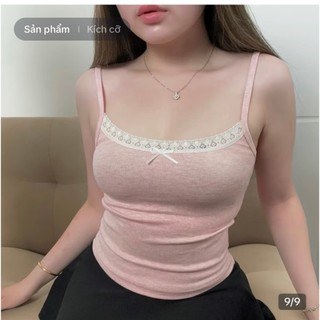 Áo 2 dây phối ren xinh xắn áo 2 dây croptop phối ren áo 2 dây đính nơ siêu xinh