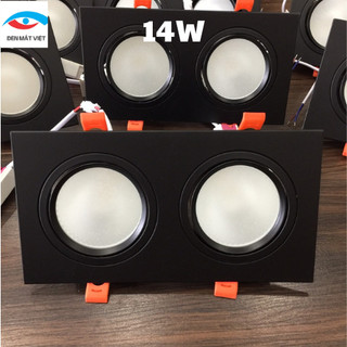 Đèn Âm Trần Đôi 14W Tán Quang Vỏ Đen MẮT VIỆT, MV-B701*2-TQ Ánh Sáng Trắng Vàng Trung Tính