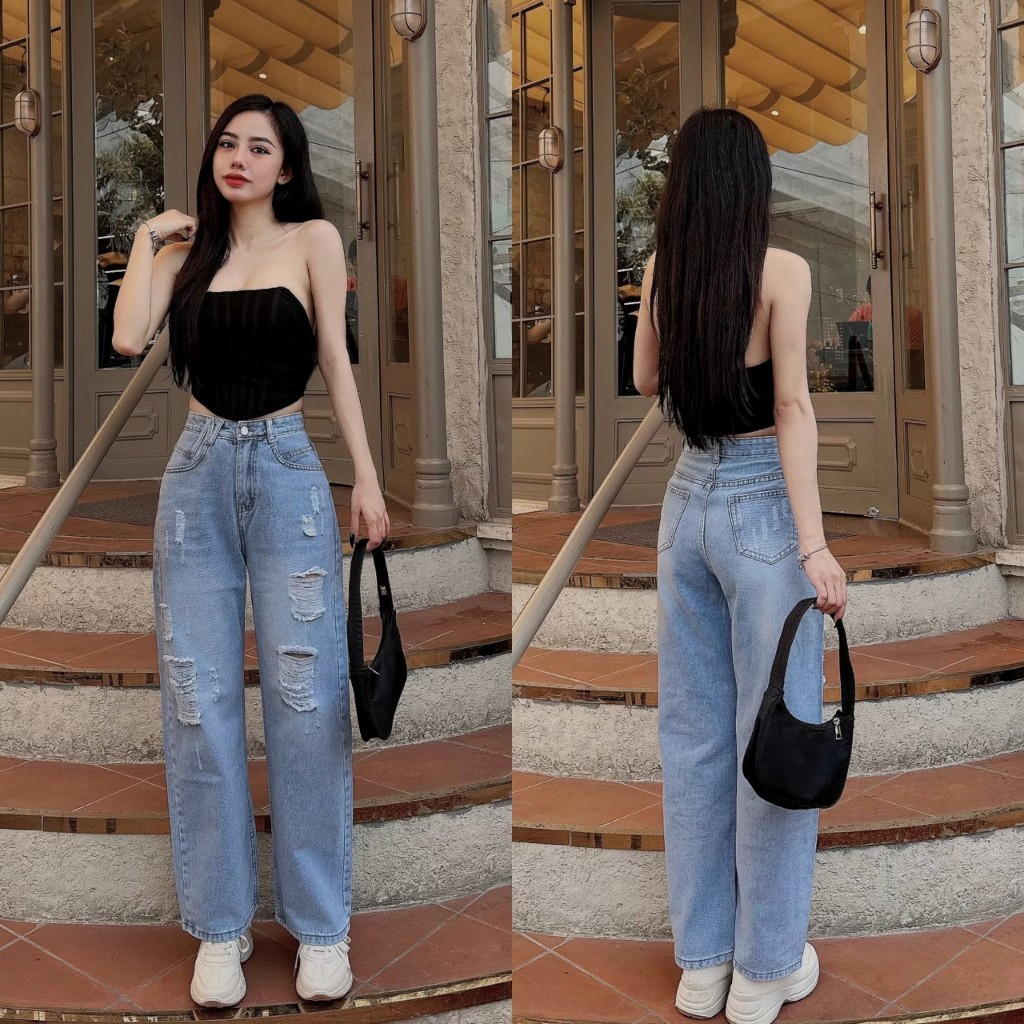 (NẤM LÙN SUÔNG 96 CM) QUẦN JEANS SUÔNG , QUẦN BÒ NỮ CHẤT JEANS MỀM MẮC THOẢI MÁI LANVYSHOP ,MS 398 399