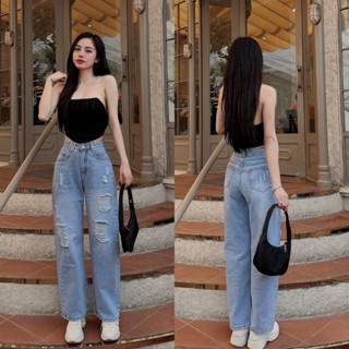 (NẤM LÙN SUÔNG 96 CM) QUẦN JEANS SUÔNG , QUẦN BÒ NỮ CHẤT JEANS MỀM MẮC THOẢI MÁI LANVYSHOP ,MS 398 399