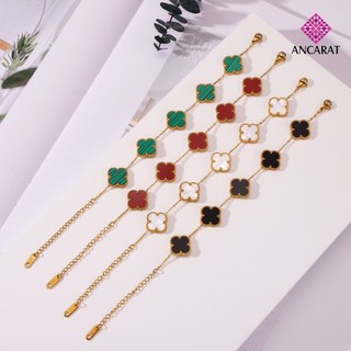  Vòng tay trang sức Ancarat Cỏ 4 Lá 5 hoa Vàng 1 8K Golden Leaf 5 hoa 9mm 