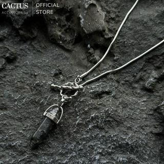 Dây chuyền mặt đá thạch anh đen khóa OT - Cactus Accessoriess
