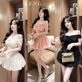 Đầm jump trễ vai xoè bồng, co dãn ôm form a24