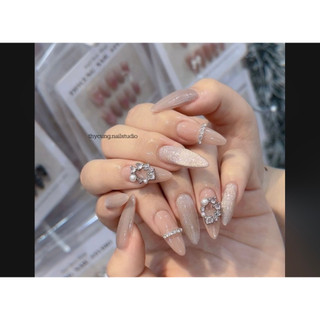 Nail box thiết kế - mẫu mắt mèo gắn charm - nail hàn nhật trung - mã 048