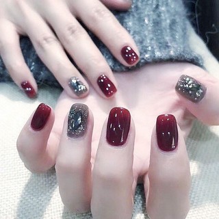 Mẫu nail đỏ rượu, nail box thiết kế