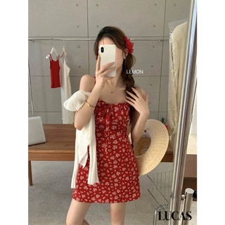 Váy 2 dây dáng ngắn họa tiết hoa nhỏ basic